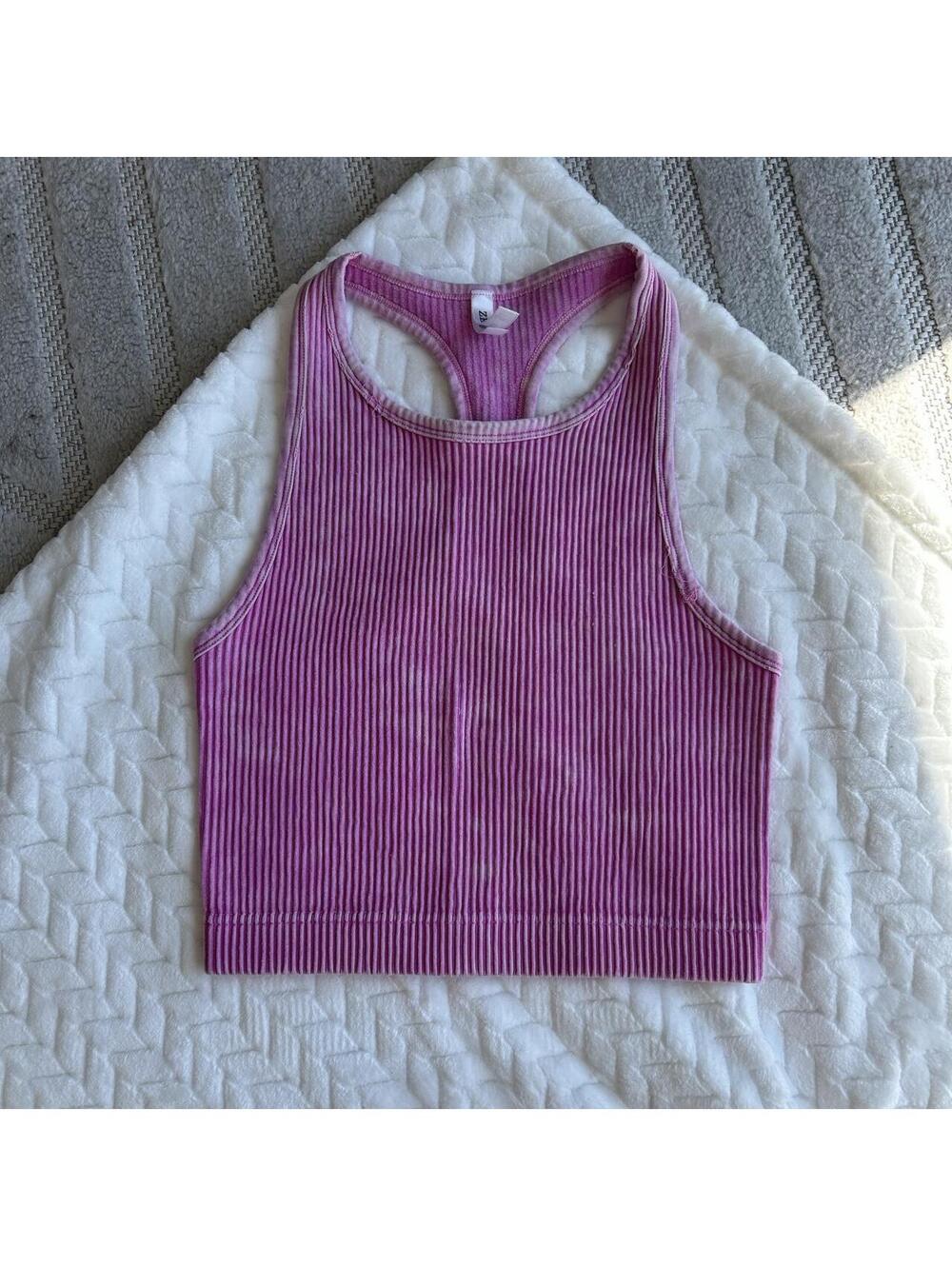 ZENANA pink ribbed crop top in a L/XL #ribbed #cropped